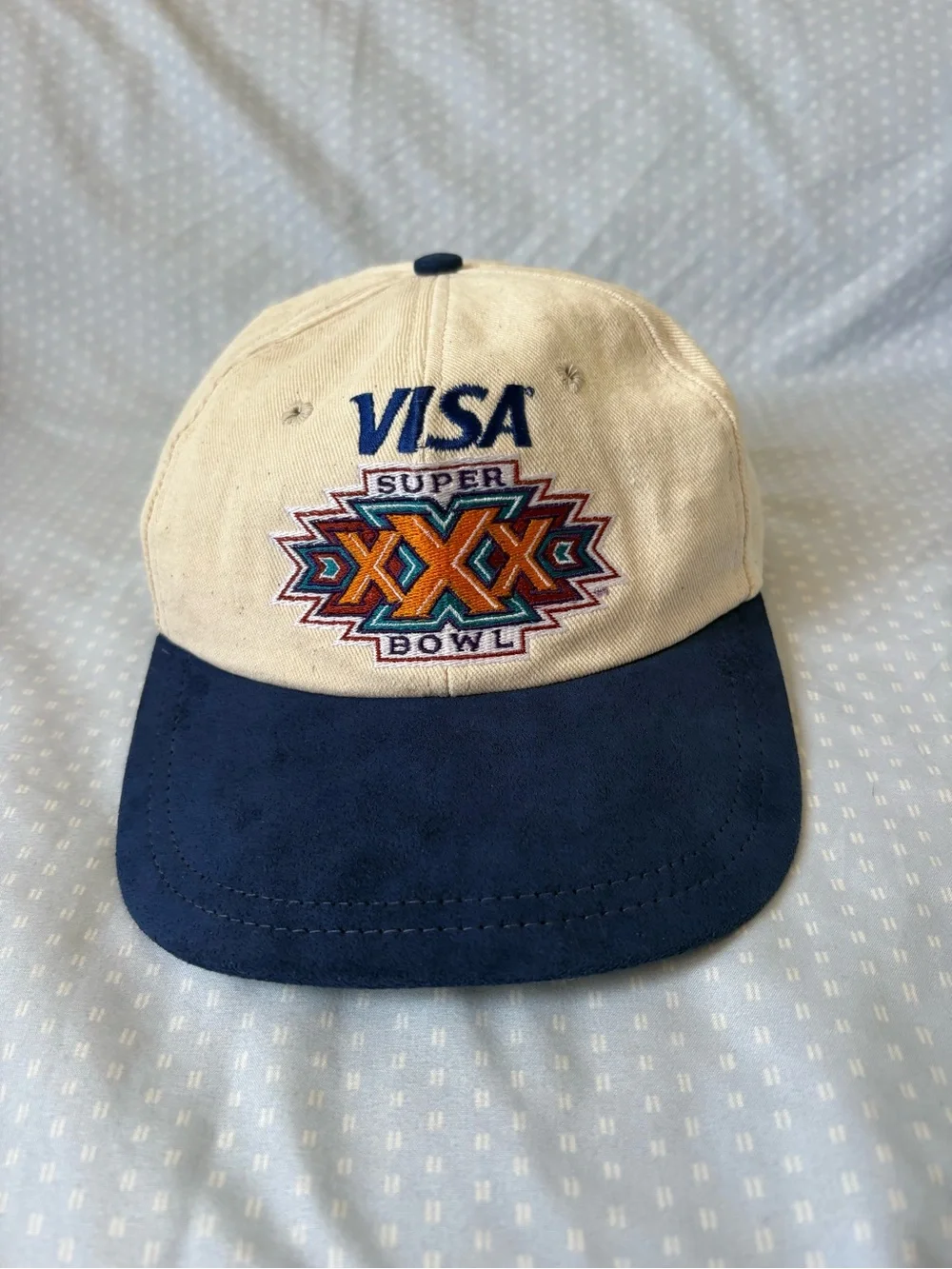 Super Bowl XXX Kids Baseball Cap in Beige and Navy